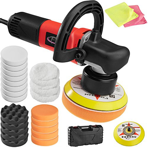 tectake® Lustreuse Polisseuse voiture & moto Machine à polir polisseuse rectifieuse excentrique 25 pcs. avec valise 710 Watt Rayure voiture carrosserie Kit polissage voiture Kit nettoyage voiture