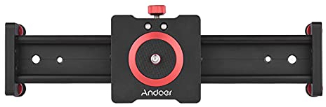 Andoer Camera Slider, 30cm/12inch Aluminum Alloy, Load up to 11Lbs, for DSLR Camera, Camcorder, Film Photography, Red/Black