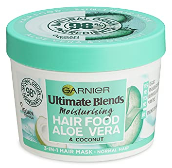Garnier Hair Food Multi-use Hair Treatment Mask, Offers 8x More Hydration, Ideal for Dehydrated hair, No Silicones, Vegan Formula, Aloe Vera, Ultimate Blends, 400ml