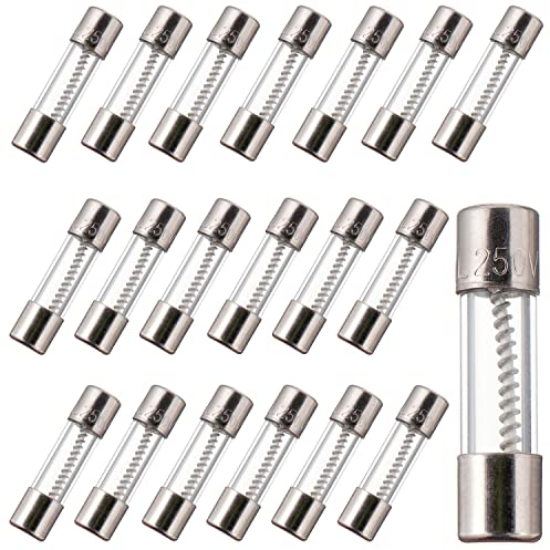 BOJACK T6.3AL250V 5x20 mm 6.3A 250V Langsamer Schlag Glas sicherungen 6.3 Ampere 250 Volt 0,2 x 0,78 Zoll Glasrohr Verzögerungs sicherungen (Packung mit 20 Stück)
