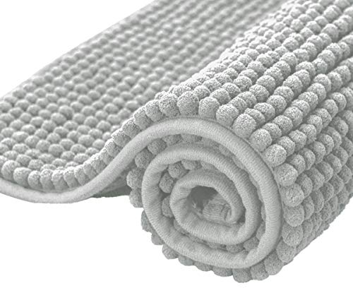 subrtex Badematte rutschfest Badezimmerteppich aus Chenille Saugfähig Badteppich weich Wasserabsorbierende Badvorleger für Badezimmer,Maschinenwaschbar(50 x 80 cm, hellgrau)