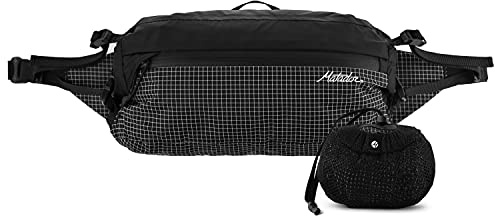 Matador Freerain Foldable Waist Bag - Waterproof Bum Bag Men & Women; 2-4L Expandable Belt Bag; Roll Top Travel Bag Belt and Sling Bag, Black, M, Waist Bag