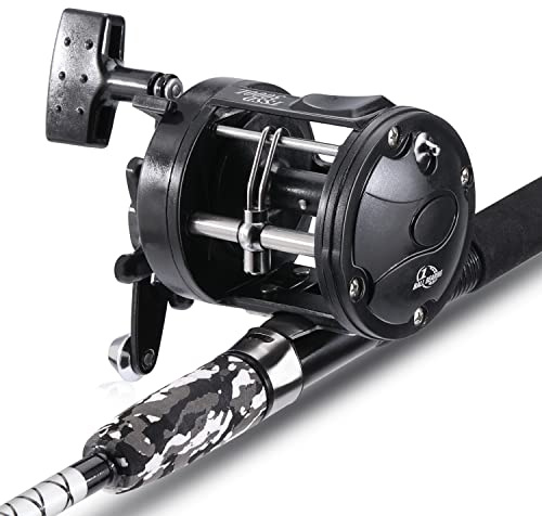 Sougayilang Conventional Reel and Fiberglass Fishing Rod Combo, Medium Heavy for Catfish Angling 6'-3000