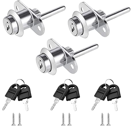ZHIQIN 3 Pezzi Serrature per Armadietti Cassetto Serrutura Stantuffo Serrature Armadio con Chiave per archivi ufficio scrivania