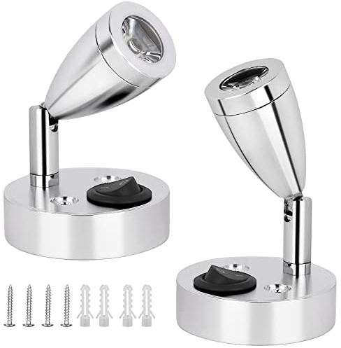 Lampada da Lettura Spot sul Comodino, Faretto LED 3000K Luce Calda 3W RV Interior Light, 180° Rotate Parete sul Lampada Leggera