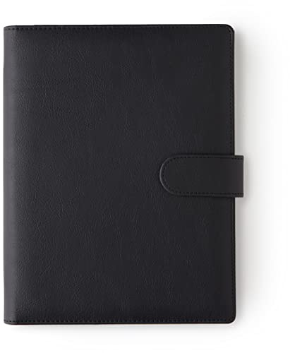 Mal Paper Black A5 Ring Binder Cover - Agenda & Organiser Planner Cover | Hardback 6 Ring Notebook Binder | Leather Cover | Versatile & Ideal for Organising Different Inserts | Reusable & Refillable