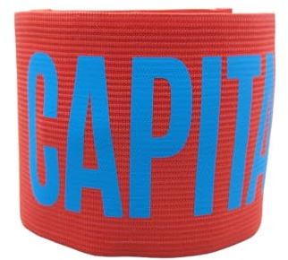 Bandeau de capitaine de football adulte professionnel bandeau capitaine de football élastique réglable avec déchirure et sangle pour bras pour adultes sport football rugby équipe (rouge imprimé bleu)