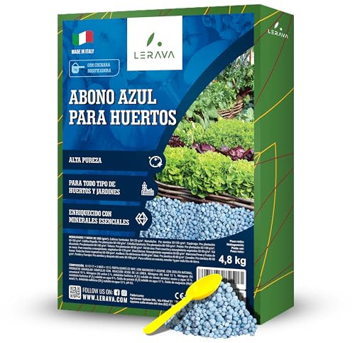 LERAVA® - Concime Orto Blu - [Formula Potenziata] - 4,8kg - NPK 12/12/17 con Zolfo, Magnesio e Zeolite Naturale - Per Ortaggi Sani e Rigogliosi - concime granulare, concime per pomodori