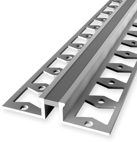 Profilé pour carrelage 9,5 x 51 x 2500 mm, hauteur de bordure 8 mm, profilé de joint de dilatation, en aluminium anodisé, fermé, perforé, profilé métallique argenté Küberit