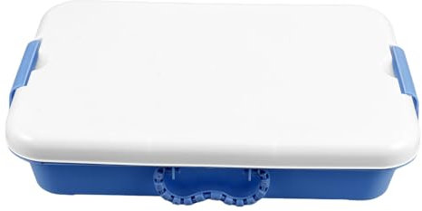 Abaodam Blauer Sandkastenbehälter Mit Deckel Tragbare Montessori Sandbox Für Junge Mädchen Vielseitige Spielzeugaufbewahrung Und Bastelmaterial-Organizer Praktische Handgriff-sandablage Fü