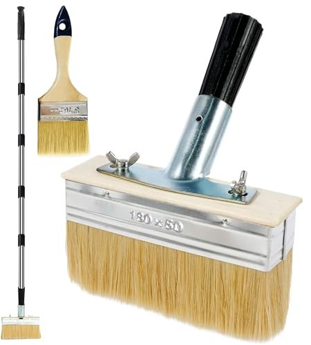 7” Deking Paint Brush 60” Long Handle Deck Stain Applicator 3” Paint Brush Included for Oil Staining, Deck Coatings, Fence Wall Furniture, Woodstains Decking Brush