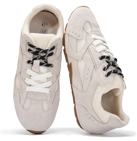 Project Cloud Leather Barefoot Shoes Women – Memory Foam Lace-Up Womens Sneakers – Lightweight & Non Slip Womens Shoes Casual – All-Day Women's Fashion Sneakers for 2026 (Roma, WHTSUE, 6.5)