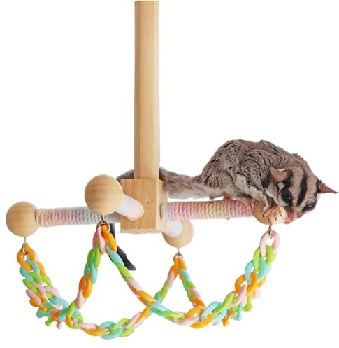 Balançoire Oiseau Pour Cage | Jouet En Bois Balançoire Pour Petite Cage D'Animal | Jouet D'Exercice Et D'Escalade Pour Gerbilles | Pour Hamster Gerbille Furet Hérisson Cobaye Chinchilla Perruche Calop