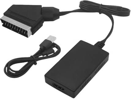 FANSHINUO Scart Input to HDTV Output Converter Supports 1080p Resolution Dedicated USB Cable for Enhanced Signals Stability Scart to HDTV Adapter