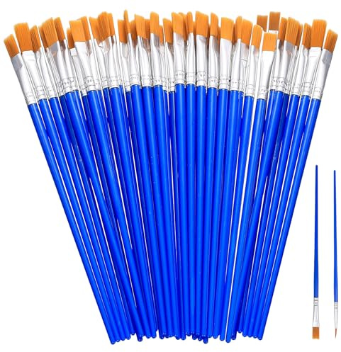 70 PcsPinceles Pintura Acrilica Manualidades, Pinceles Miniaturas Redondos y Planos Pequeños, Pinceles para Acrílico Aceite Acuarela Materiales de Arte