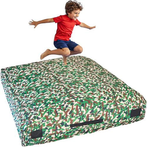 gymnastikutrustning, Autism Crash Mat for barn | Mjuk landning for hoppning och lek | Crashpad | Giant Kids Foam(Camo,Big)