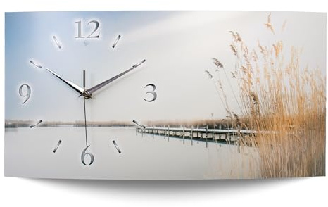 Kreative Feder „Chill Out“ Designer-Wanduhr mit leisem Funkuhrwerk –Handarbeit Made in Germany (WA138, 80x40cm leises Funkuhrwerk)