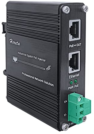 Hardened Industrial Gigabit PoE++ Injector 12-48VDC Input with DIN-Rail and Wall Mount Connecting The IEEE 802.3 bt PoE Device (95W)