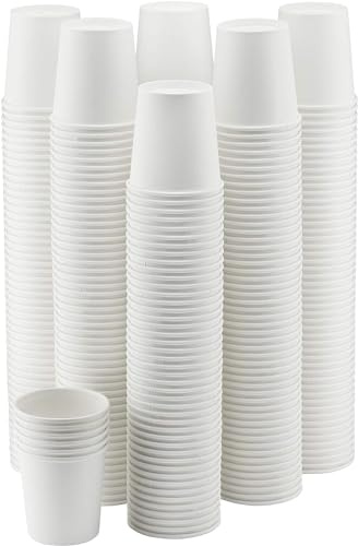 NYHI 300-Pack 8 oz White Disposable Paper Cups for Hot & Cold Drinks - Coffee, Tea, Water - Leak-Proof for Parties & Offices