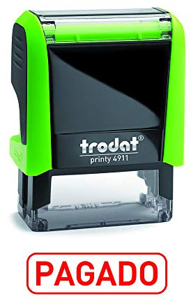 Trodat 4911 Printy Sello Fórmula Comercial con Texto Español PAGADO, entintaje automático, Tamaño de la Placa de Texto 37 x 14 mm, Rojo