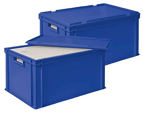 BRB Set, 2x 31,6 Liter Thermobox aus EPS in Eurobox 600x400, blau, mit Deckel
