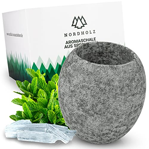 NORDHOLZ® Sauna Aromaschale aus Speckstein - Für einen langanhaltenden und intensiven Duft - Sauna Aufguss Stein perfekt für Aufguss oder Mentholkristalle - Sauna Zubehör - Saunazubehör