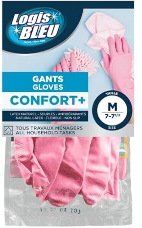 LOGIS BLEU Gants de Menage Latex T7 Accessoire Maison Ménage Brosserie