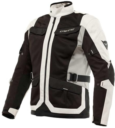 Dainese - Desert Tex Jacket, Chaqueta de Moto de Verano, Tejido Técnico Ligero, Protectores de Hombros y Codos, Chaqueta de Moto para Hombre, Peyote/Negro/Steeple-Gray, 56