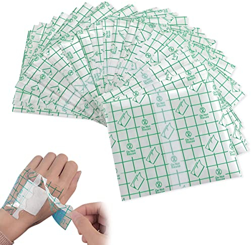 50 Stück Wasserdicht Transparent Bandage, 10 cm x 12 cm Fixierpflaster, Haut Heilung Schutzbandagen Transparent Stretch Antibakteriell Wundverband Protection Film