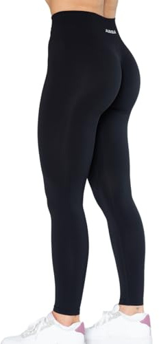 AUROLA Dream Collection Workout Leggings for Women High Waist Seamless Scrunch Athletic Running Gym Fitness Active Pants Dark Black L