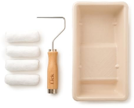 Lick Small 6 Item Painting Kit – 4-inch Bamboo Paint Roller & Paint Tray Set, Painting and Decorating Tools, Sugar Cane Pulp Paint Tray, 2x Roller Sleeves, Roller Set for Painting