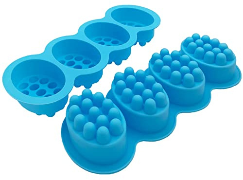 HTIAM 2 Pieces Silicone Bakeware Tool Massage Soap Mold Oval Massage Soap Bar Making Mould Silicon Candle Candy Chocolate Cake Baking Pans