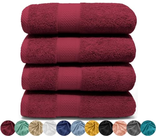 LEBENGOOD Handtücher Set, 4 Handtücher 50x90 aus Baumwolle - 100% Oeko-TEX®, Handtuch, Gästehandtücher, Badetuch, Badetücher, Duschtuch, Duschhandtuch, Badehandtuch, Duschtücher. (4 50X90 Wine)