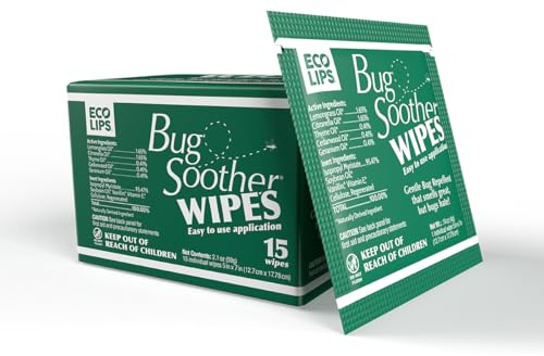 Bug Soother® Natural Insect Repellent Wipes – DEET-Free Mosquito & Bug Protection for Travel & On-The-Go, Family-Safe Plant-Based Formula – Made in USA (15 ct Pack)