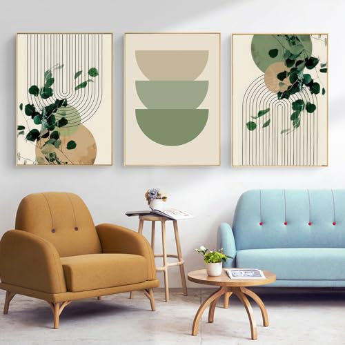 KXHHYB Cuadro Geométrico Moderno, Imágenes Estéticas de Plantas Verdes Modernas, Decoración de Pared para Salón Dormitorio, Arte sin Marco (C, 40 x 60 cm**3)
