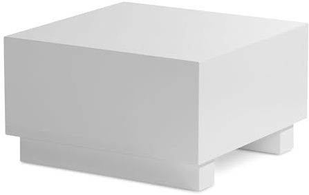 FineBuy Table basse Monobloc 60 x 60 x 35 cm Blanc brillant, Table de salon cubique, design en forme de cube