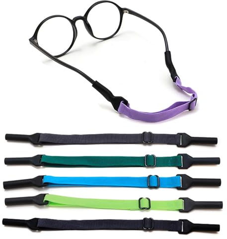 OPUGIT Verstellbarer Brillenband 5 Stück Rutschfest Brillenbänder Sport Elastisches Brillenbänder für Kinder rutschfester für Jungen und Mädchen，mehrere Farben 2