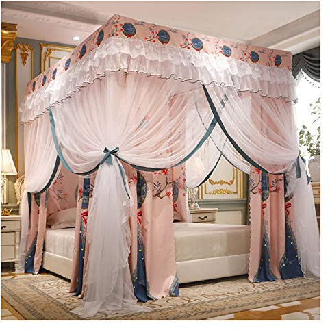 Himmelbetthimmel mit Himmelbett, Prinzessinnenbettvorhänge, Moskitonetz, erhältlich für alle Jahreszeiten, Mädchenschlafzimmerhimmel für Kingsize-Betten mit Halterung (Größe: 1,8 x 2,2 m/5,9