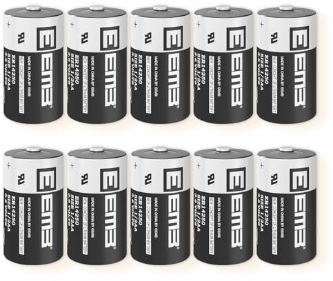 EEMB ER14250 10 x 1/2 AA 3.6V Li-SOCL2 Non Rechargeable Lithium Batteries XL-050F SB-AA02 LS14250 TL-5902 TL-2150 for Dog Collar, Motion Sensor, Home Security System, ER14250