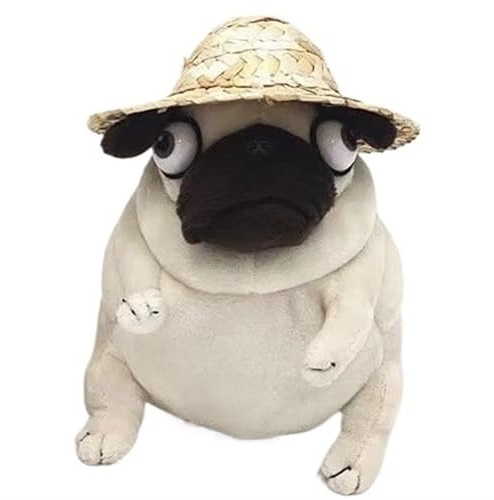 KUKUShining Cute Pug Plush Toy,Squishy, Soft Stuffed Animal Plushie for Kids, Pet Lovers, and Unique Gift for Pug Enthusiasts and Birthdays(Pug(hat))