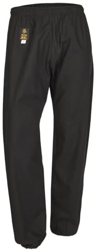 TEKKA BUDO Kung Fu Hose PX Quan - schwarz mit Elastikbund - Traditionelle Ausführung - Qi Gong Tai Chi Kampfsporthose - Größe 130