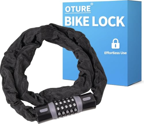 Oture Combination Bike Lock – 5-Digit Resettable 120cm Long Chain, Heavy Duty Keyless Security Lock, Anti-Theft for Bicycle, Motorbike, Scooter, Fence Gate