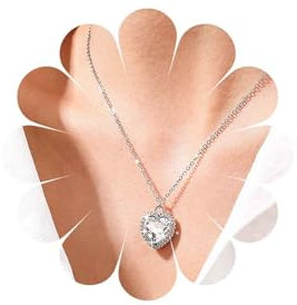 Inateannal Vintage Cristallo Cuore Catena Argento Ciondolo Collana Zirconia Cubica Amore Girocollo Gioielli Per Le Donne