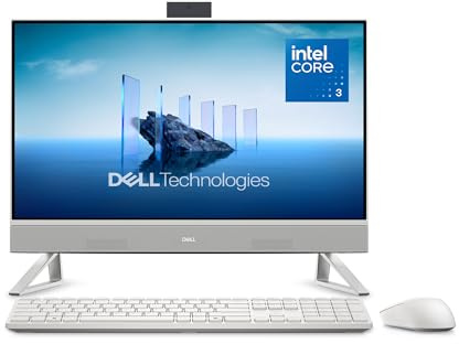 Dell 24 All-in-One Desktop ec24250-23.8-inch FHD Display, Intel Core 3 Processor 100U, Intel Graphics, 8GB DDR5 RAM, 512GB SSD, Windows 11 Home, Onsite Service+6 Months Retail Migrate - White