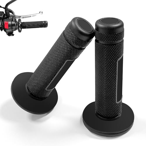 Poignées universelles Guidon de Moto 7/8'' (22mm/24mm) en Gel Caoutchouc pour Dirtbike, Motocross et Pitbikes – antidérapantes et étanches (Gris)