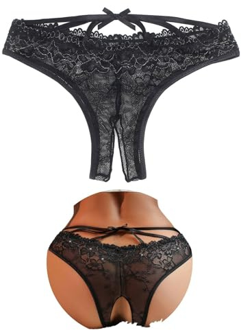 comeondear Perizoma Aperta Donna Pizzo Taglie Forti Nero,S