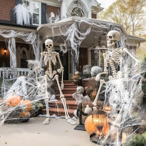 XJWZGM Juego de decoración de Halloween, decoración de telaraña de Halloween, 120 g, tela de araña elástica, 40 arañas realistas, decoración de hallowmas, perfecto para interior/exterior, jardín