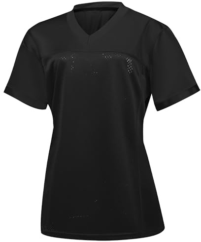 XVNDJ Women’s Blank Football Jersey, Ladies Mesh Athletic Football Shirts, American Football Jerseys for Adults S-2XL (US, Alpha, Small, Regular, Regular, Black)