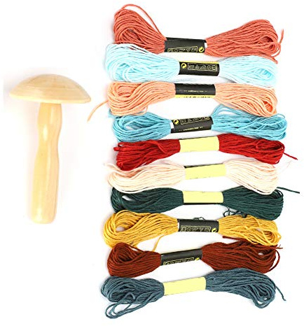 OVAQUIXI Wooden Darning Supplies Kit, Mushroom Sock Darning Kit Yarn Sewing Supplies for DIY Handicraft
