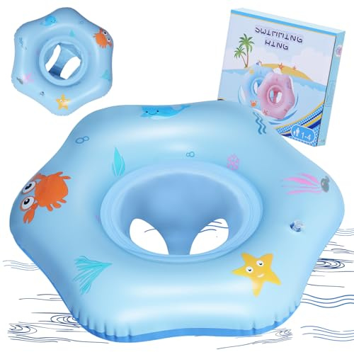 Oziral Flotador para bebé de 1 a 3 años de Edad, Asiento de natación para niños, Flotadores para Bebes 12-36 Meses, Juguete Inflable para niños, Flotador para Piscina Azul